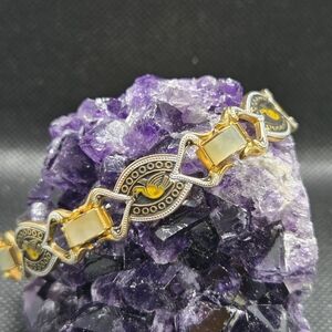 Damascene Bird Motif Bracelet with Mother of Pearl Accents